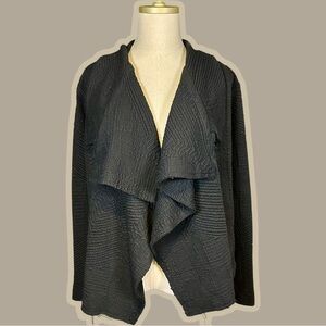 Alexis Black Quilted Jacquard Knit Waterfall Cascade Front Jacket Size Small